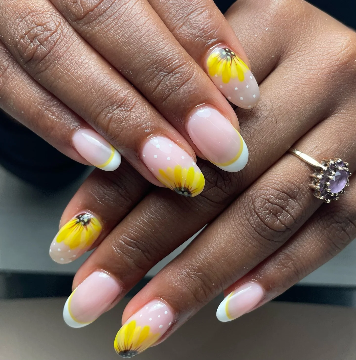 june manicure ideas Sunflower Glow French Elegance