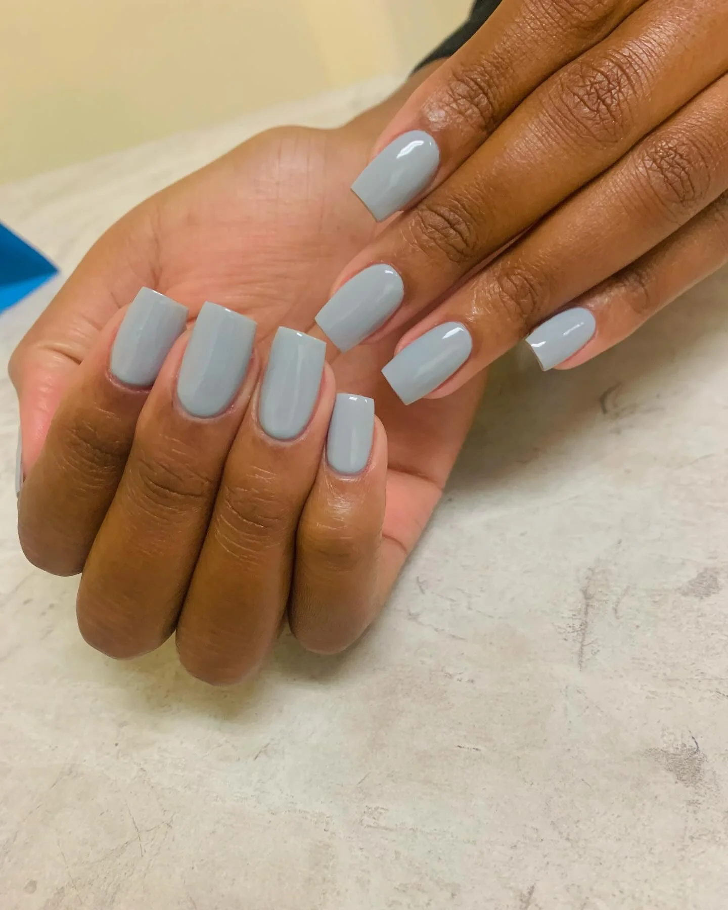 plain summer nails 2026 Cool Gray Square Nails With A Contemporary Edge