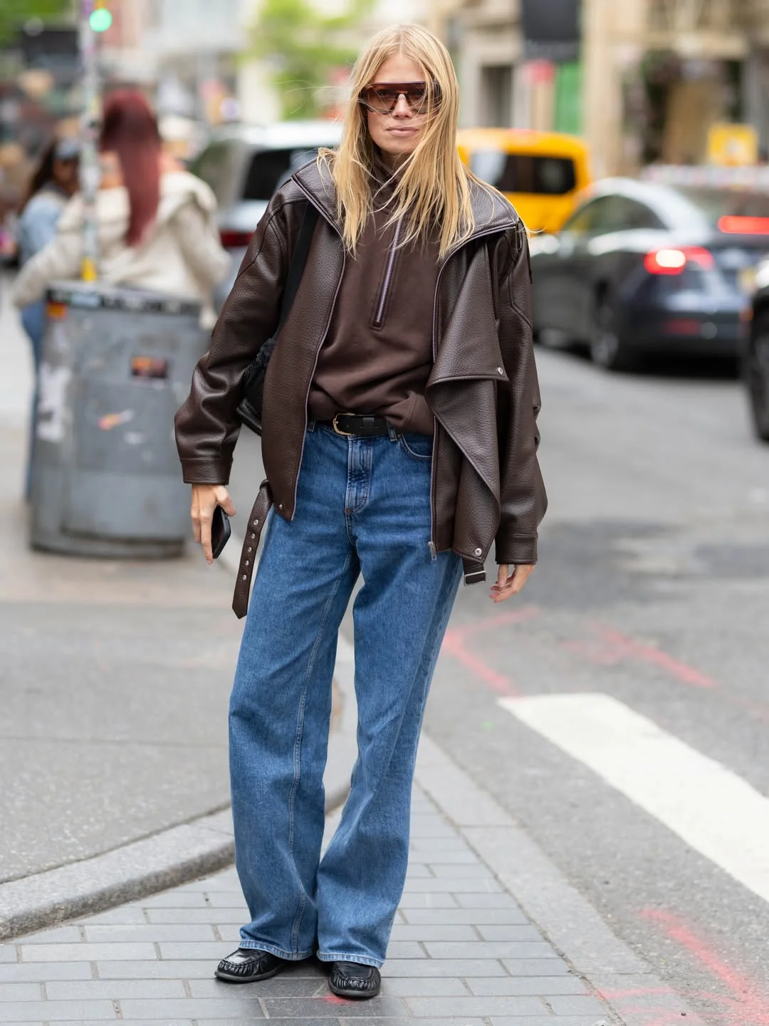 fall streetwear outfits nyc 2026 Chocolate Leather And Relaxed Denim Energy