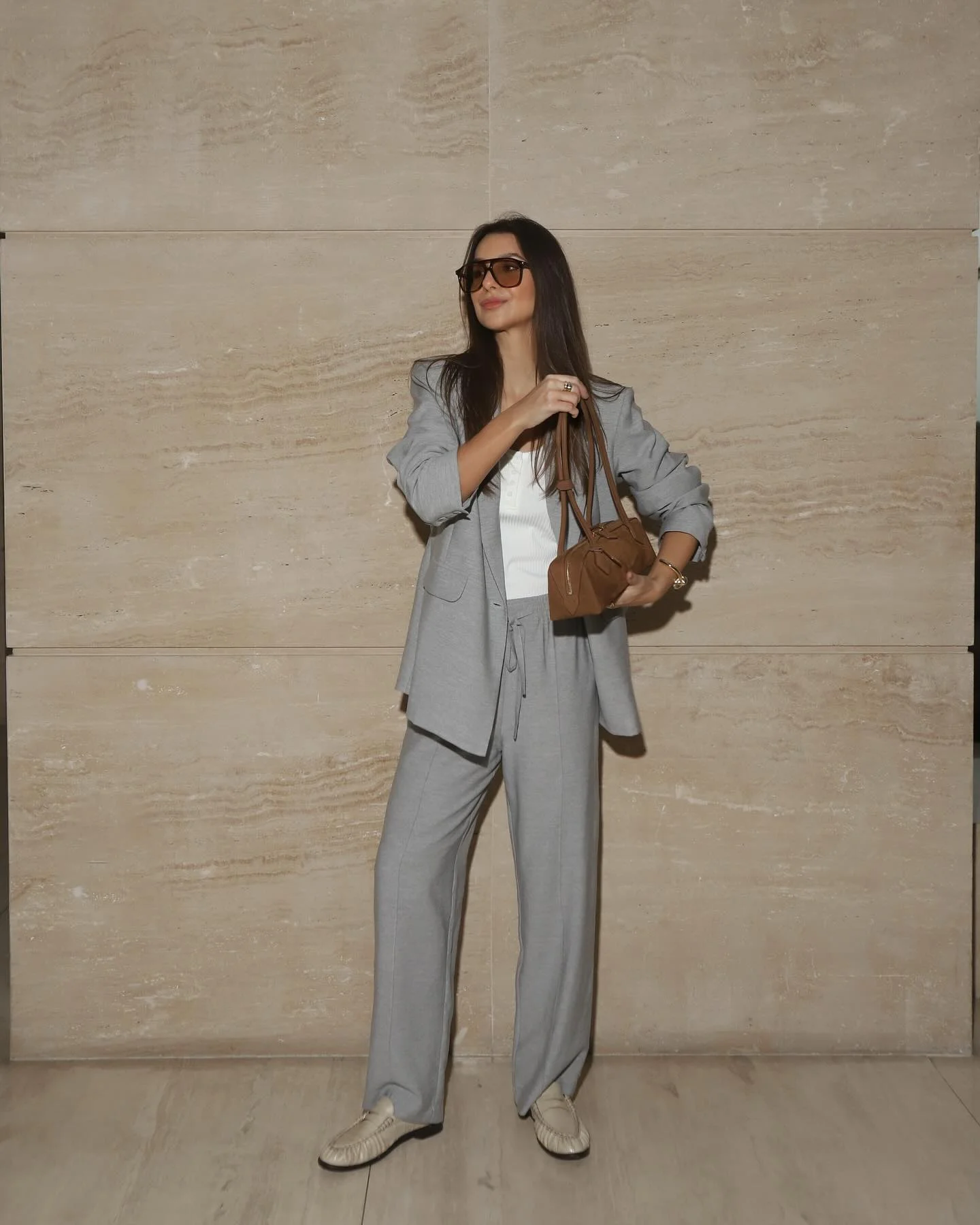 fall office outfits for women 2026 Soft Gray Suiting For A Contemporary Office Wardrobe