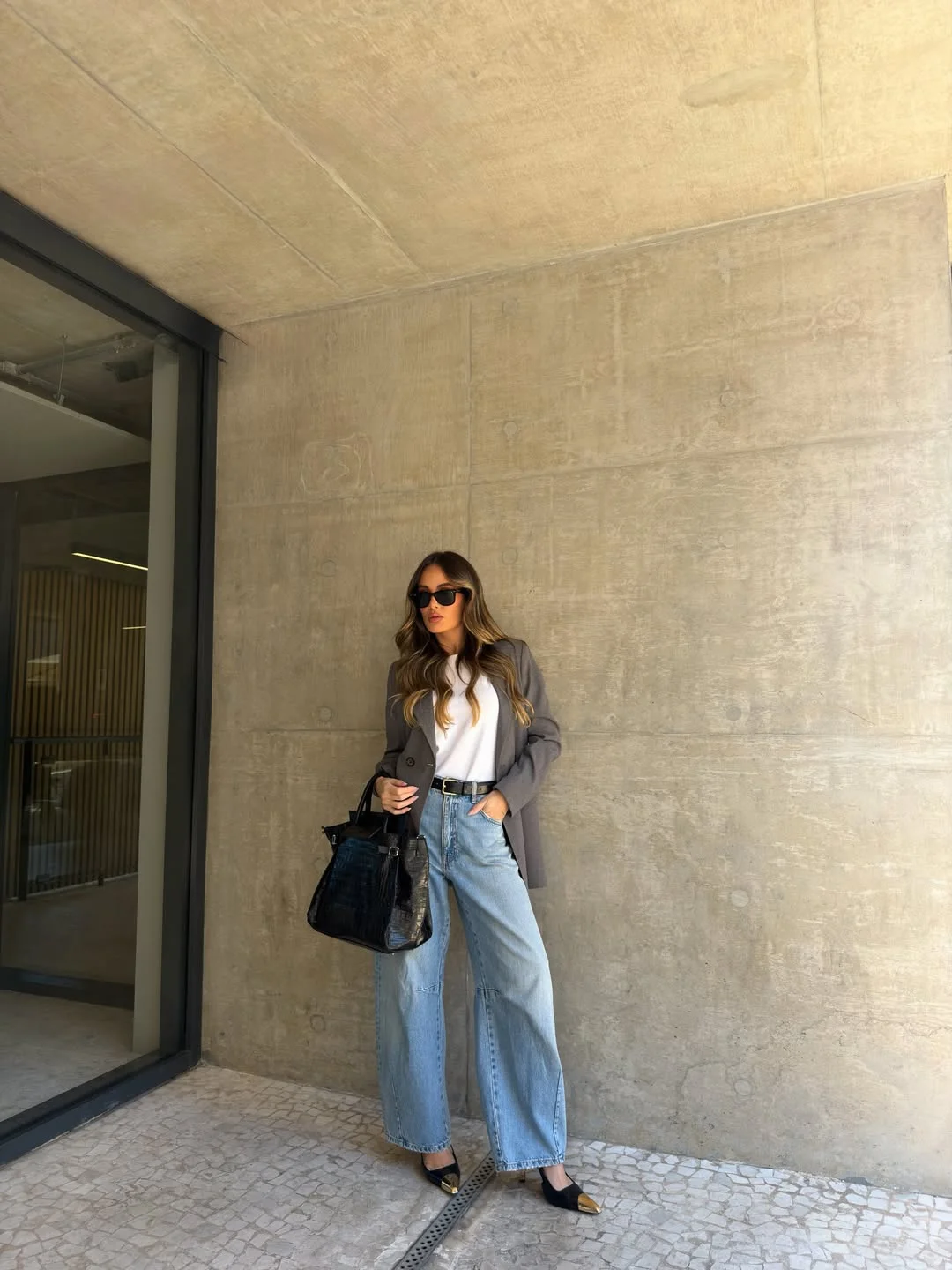 fall outfits with jeans 2026 Oversized Blazer And Wide-Leg Denim Confidence