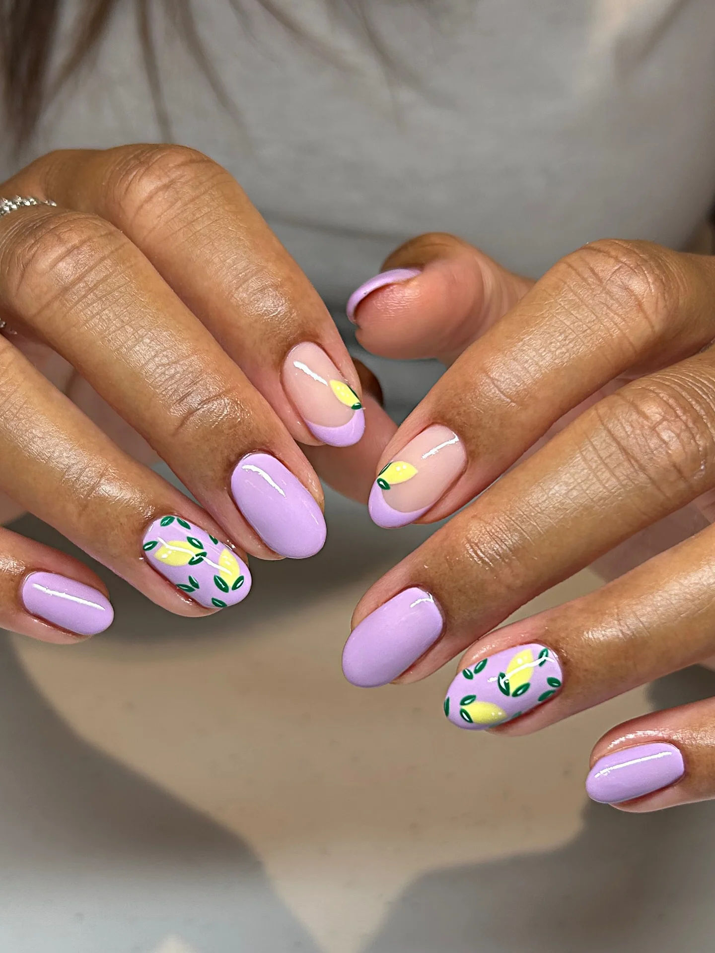 june manicure ideas 2026 Lavender Lemon Garden Nails