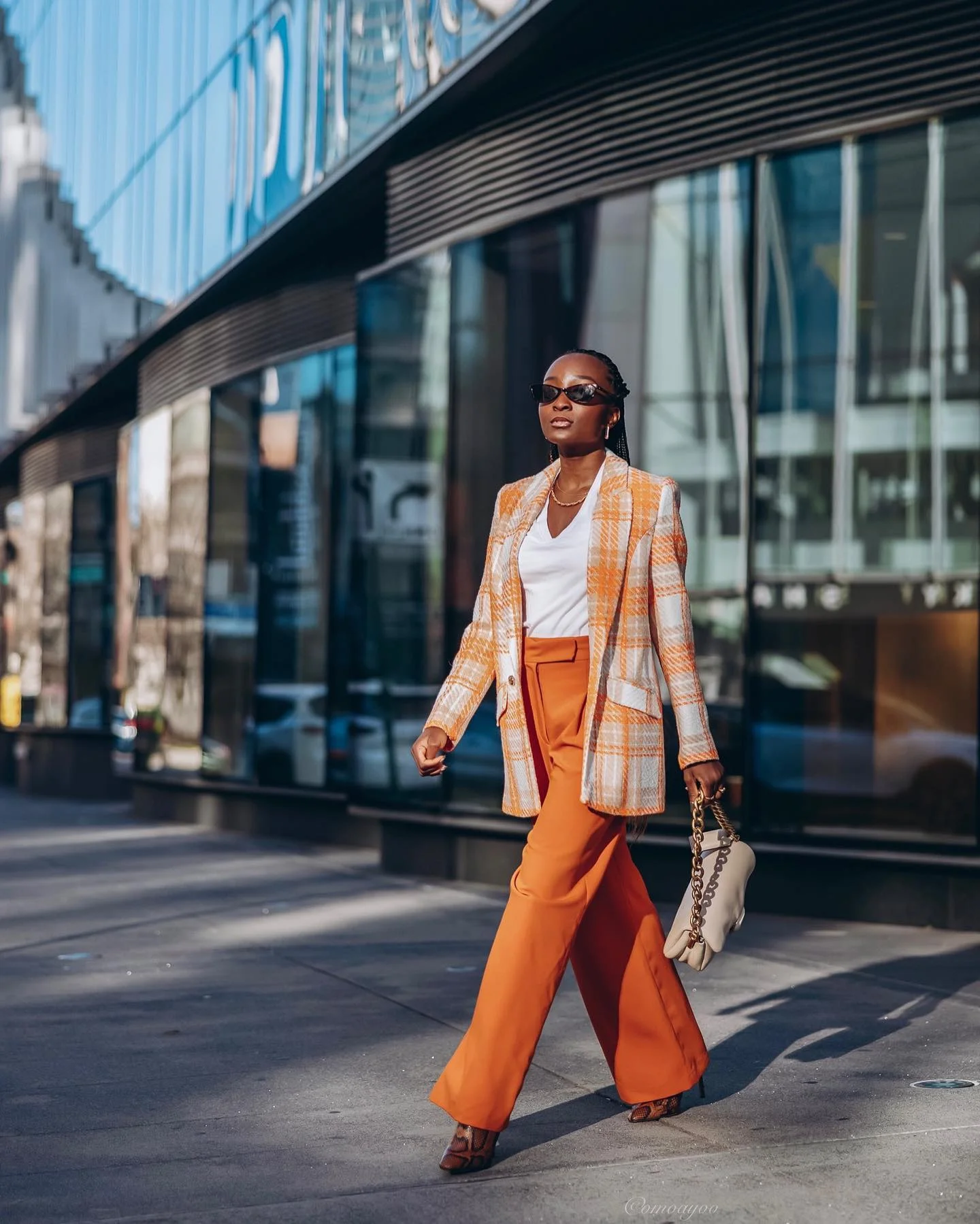 fall 2026 outfits for black women Plaid Blazer And Rust Trousers For Modern Power Dressing