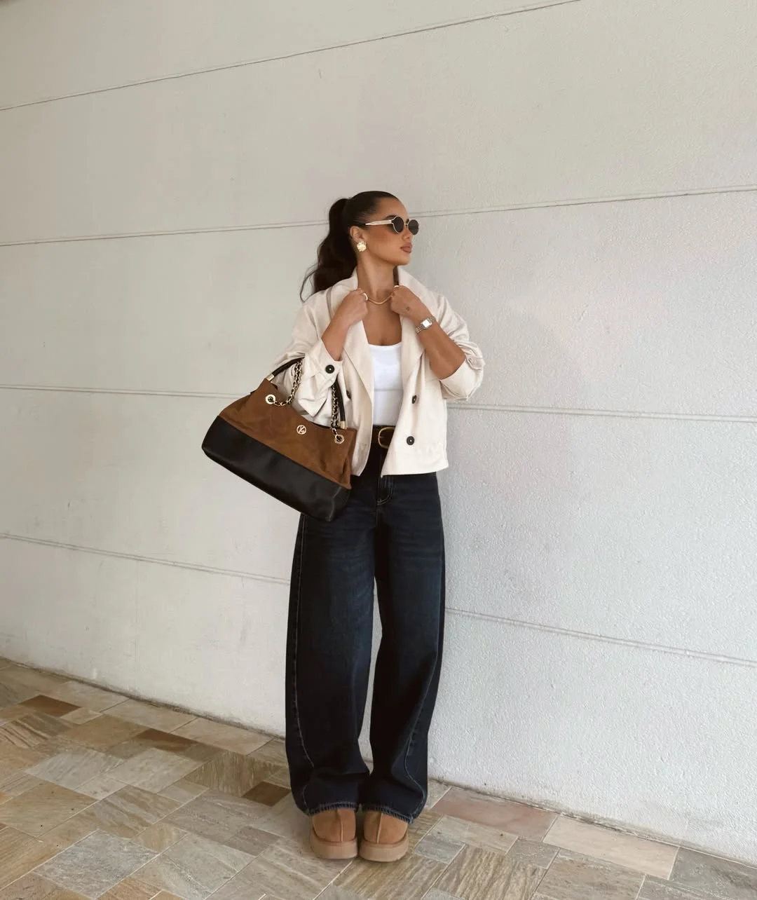 fall denim fashion outfits 2026 Dark-Wash Denim And Soft Neutrals For Elevated Everyday Style