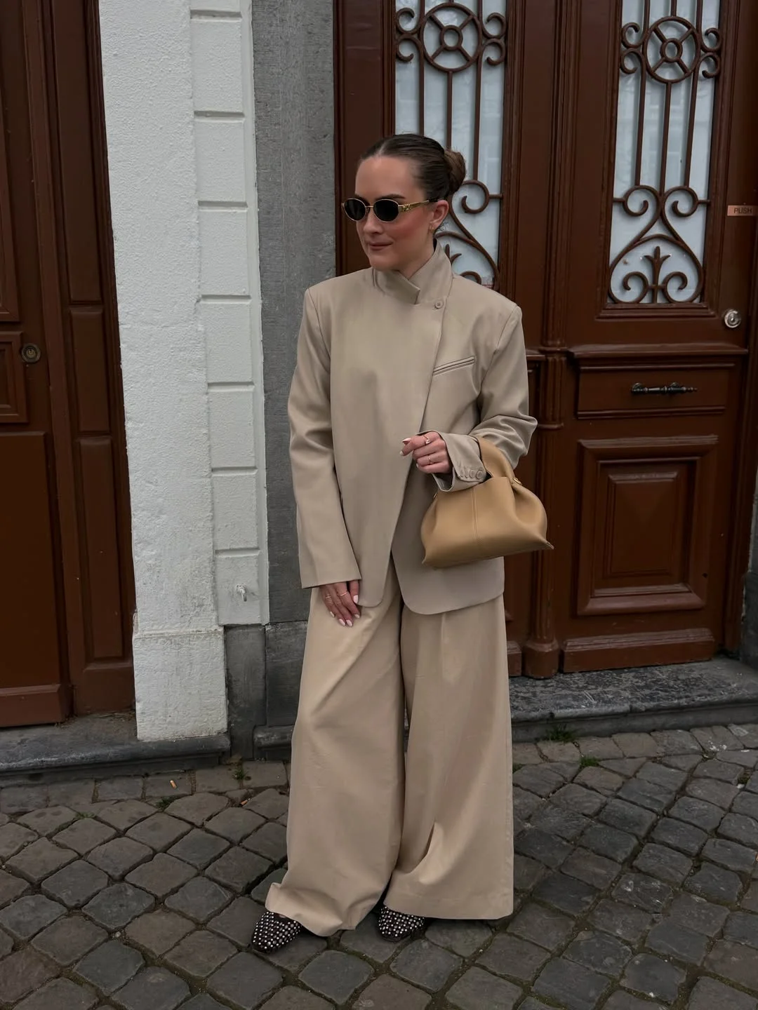fall pants outfits 2026 Monochromatic Beige With Modern Volume
