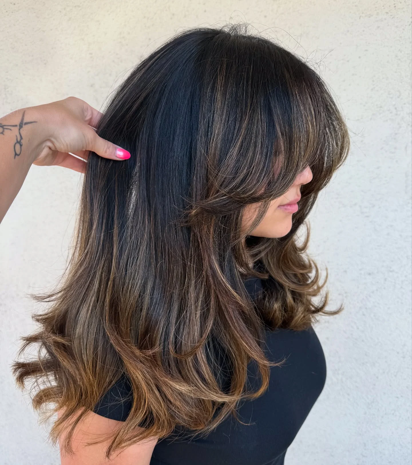 july hair color ideas Dimensional Espresso Brunette With Soft Caramel Ribbons
