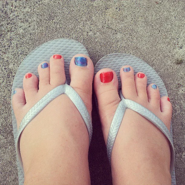 july toe nails design - summer ideas 2026 Playful Patriotic Accent Pedicure