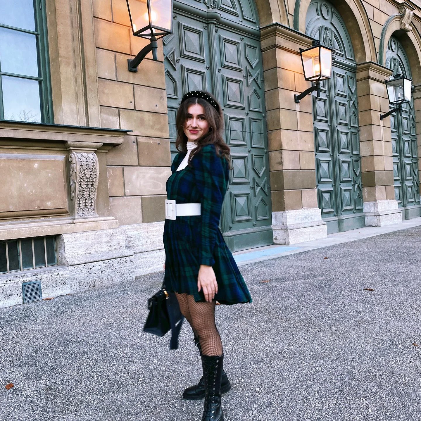 back to school outfits 2026 Modern Academic Plaid Dress With Statement Accessories