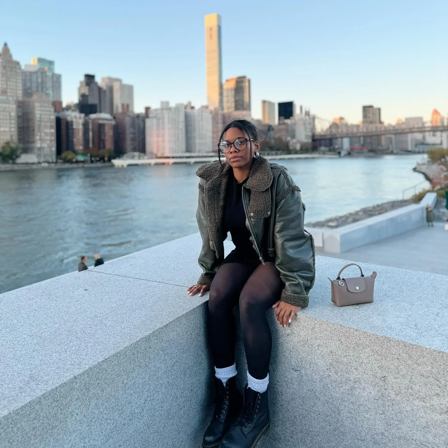 fall 2026 outfits for black women Olive Shearling Layers With Downtown Cool-Girl Energy