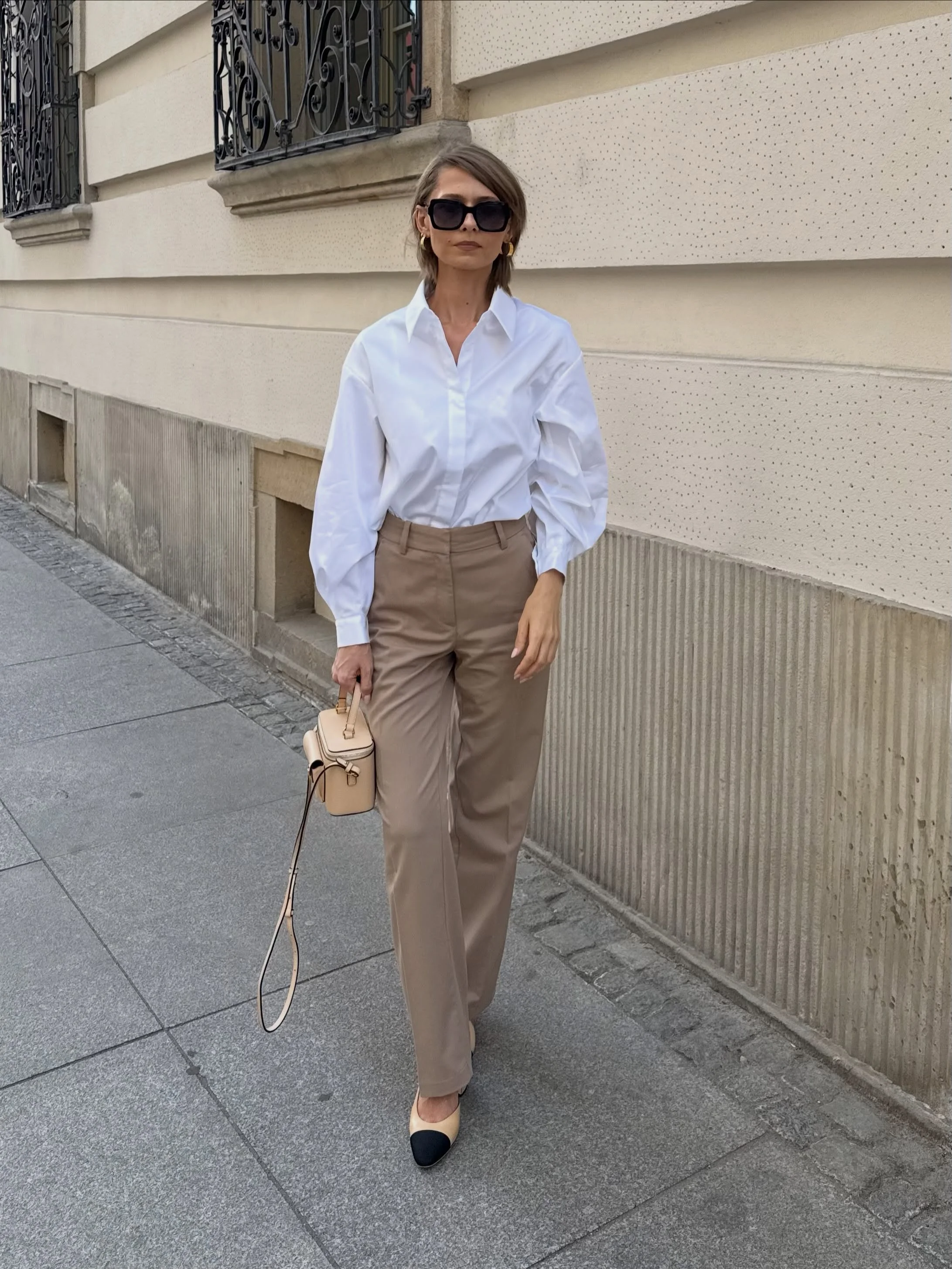 fall business casual outfits for women 2026 White Shirt And Neutral Trousers Never Go Out Of Style