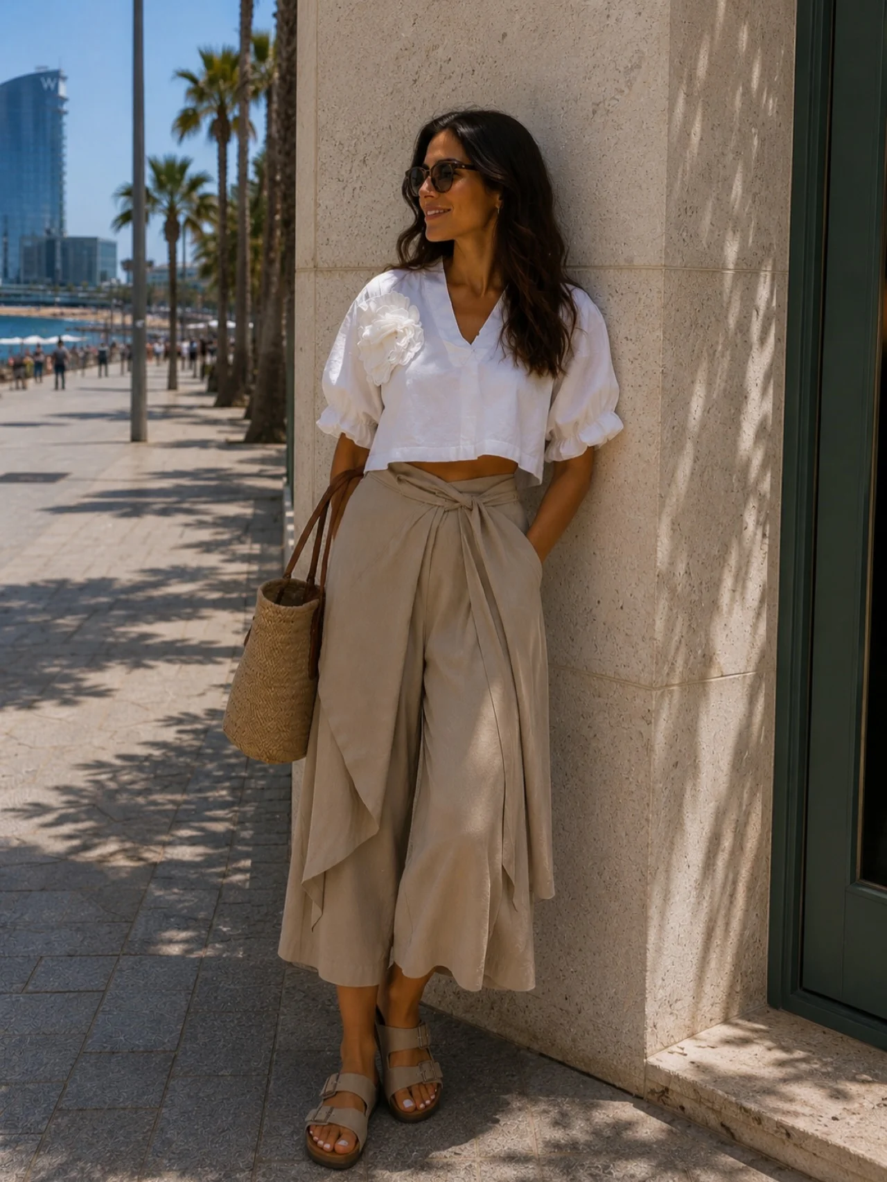 july outfits ideas 2026 Coastal Chic With Modern Wrapped Pants