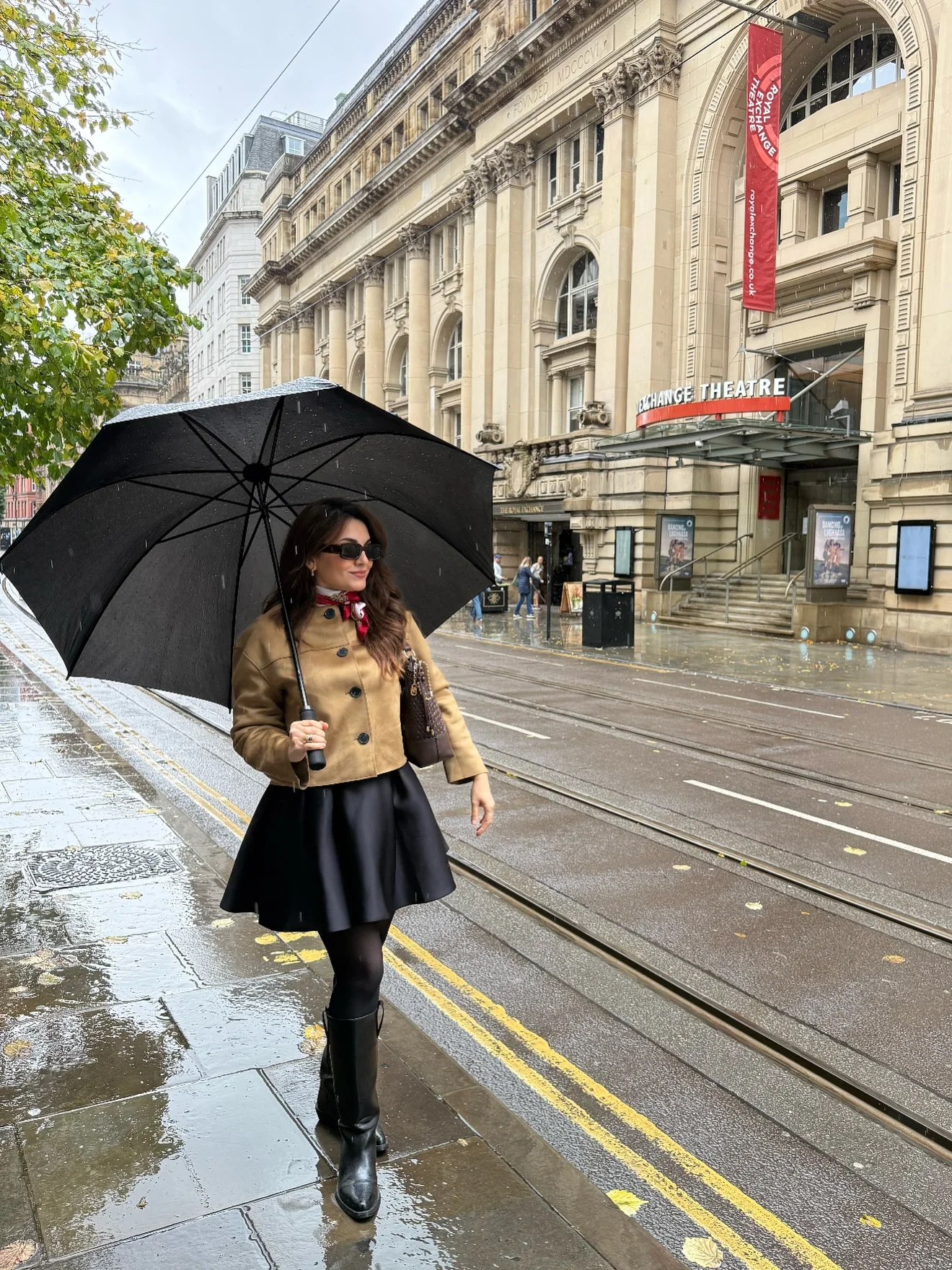 fall outfits with tights 2026 Rainy Day Mini Skirt Styling With European Flair