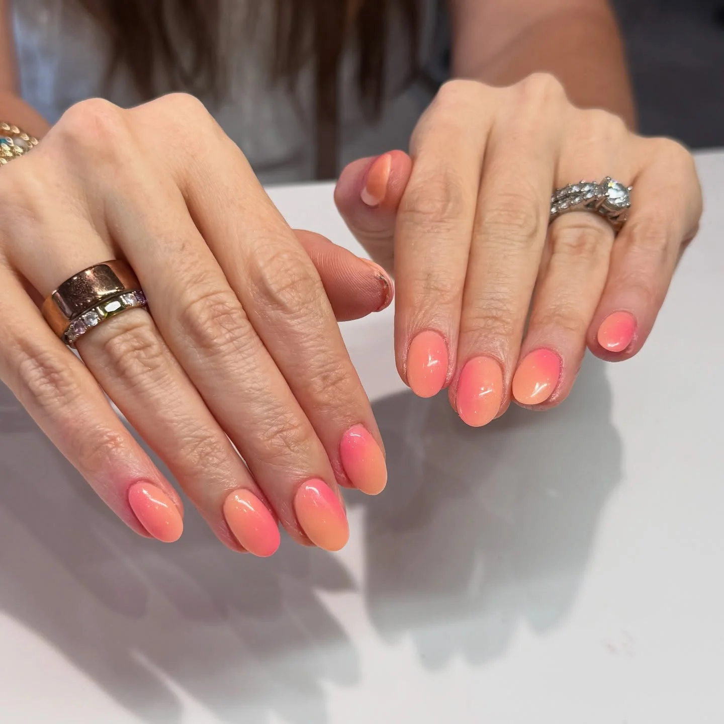 july nail colors ideas 2026 Peachy Coral Ombre Nails For Sunset Energy